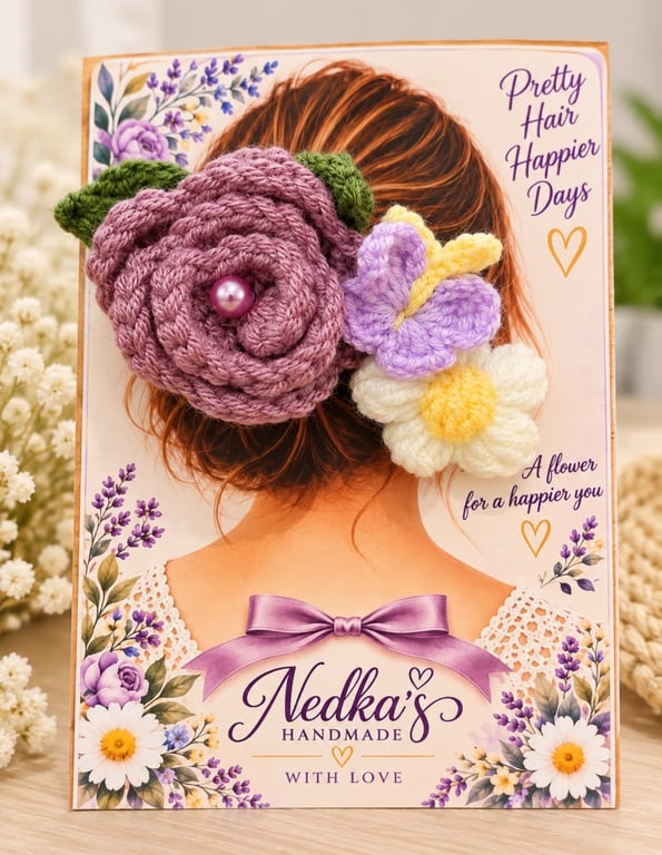 Handmade Floral Hair Clip – Elegant Crochet Flower Hair Accessory