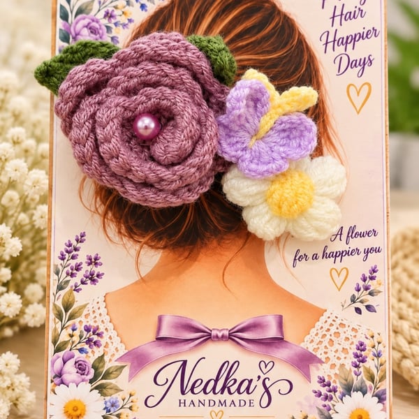 Handmade Floral Hair Clip – Elegant Crochet Flower Hair Accessory