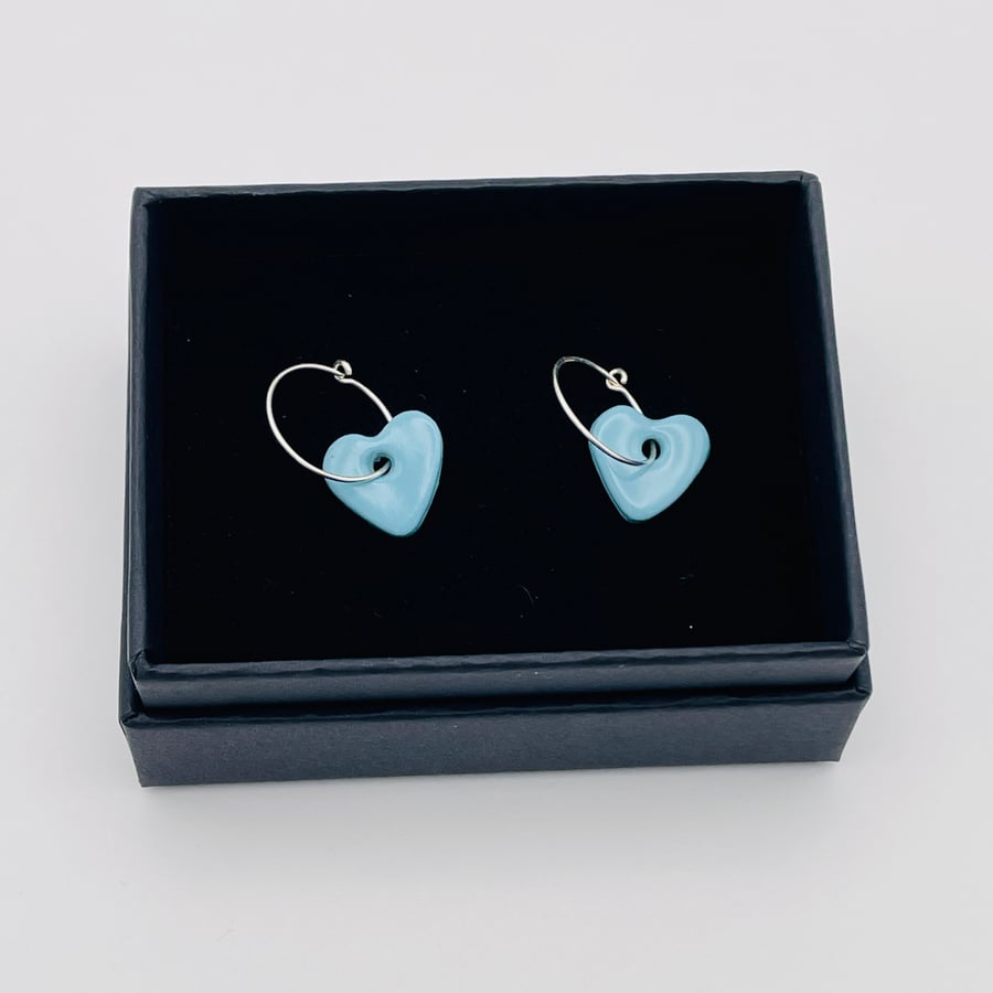 Porcelain sweetheart aqua-blue earrings