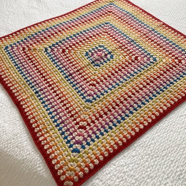 Crocheted Granny Square Blanket in Vintage Colours