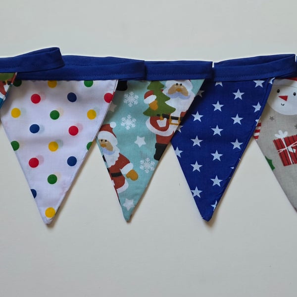 Eco Christmas Bunting Santa Decoration - 12 flag - 100% Cotton