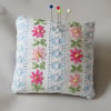 SALE Embroidered Drawn thread Pincushion from vintage linen.