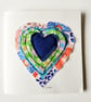 Handmade 'Blue Lauered Heart' Felt and Fabric Greeting Card