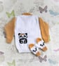 Aran Knitting pattern for girls with Panda and Butterfly Sweater and Mittens - Image 3