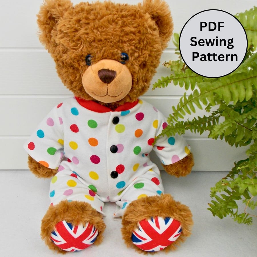 Teddy Bear Sleepsuit PDF Sewing Pattern (Fits 16-18inch teddy bears)