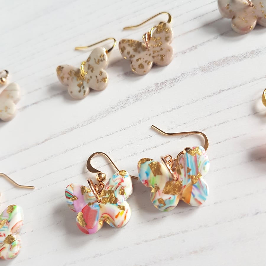 No waste and gold leaf butterfly earrings LIMITED PAIRS