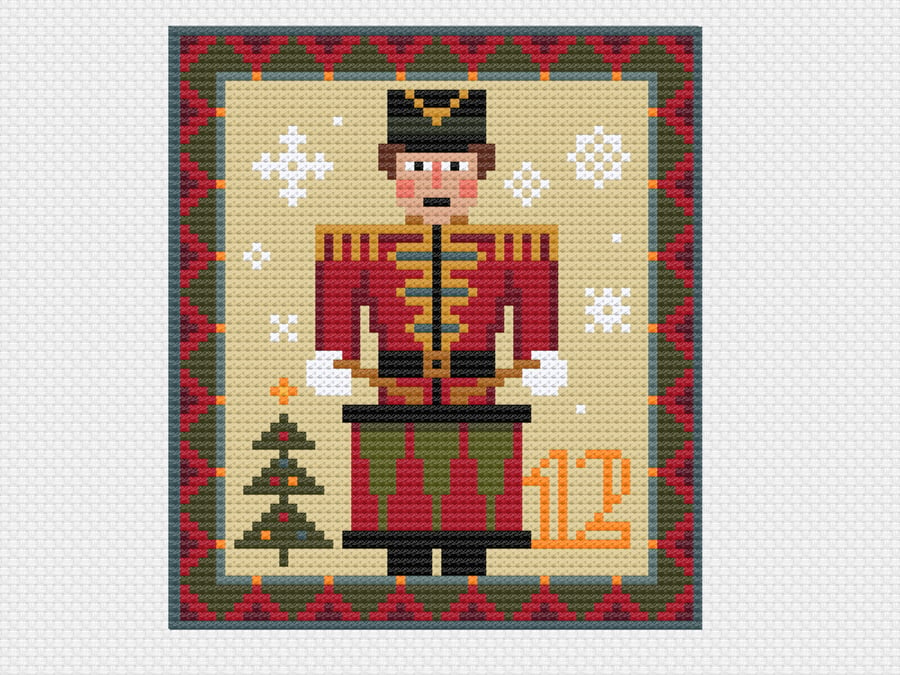 094L Cross Stitch pattern 12 days of Christmas, 12th Day Twelve Drummers Drummi