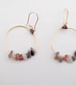 Mixed Stone Earrings Dangle Gold Coloured Metal Hoop  Mix Of Healing Crystals - Image 2