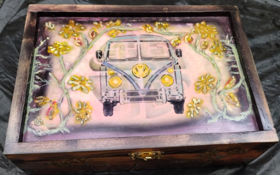 A pine box I made then had fun painting