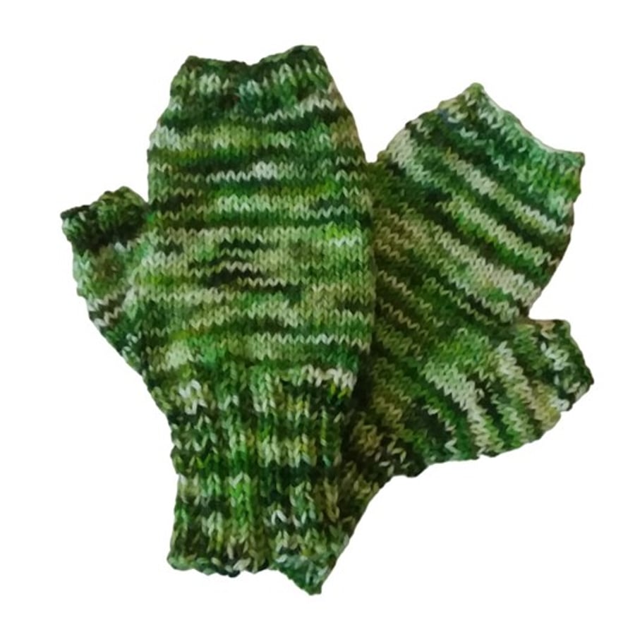 Hand Knitted Gloves, Child Gloves, Green Gloves