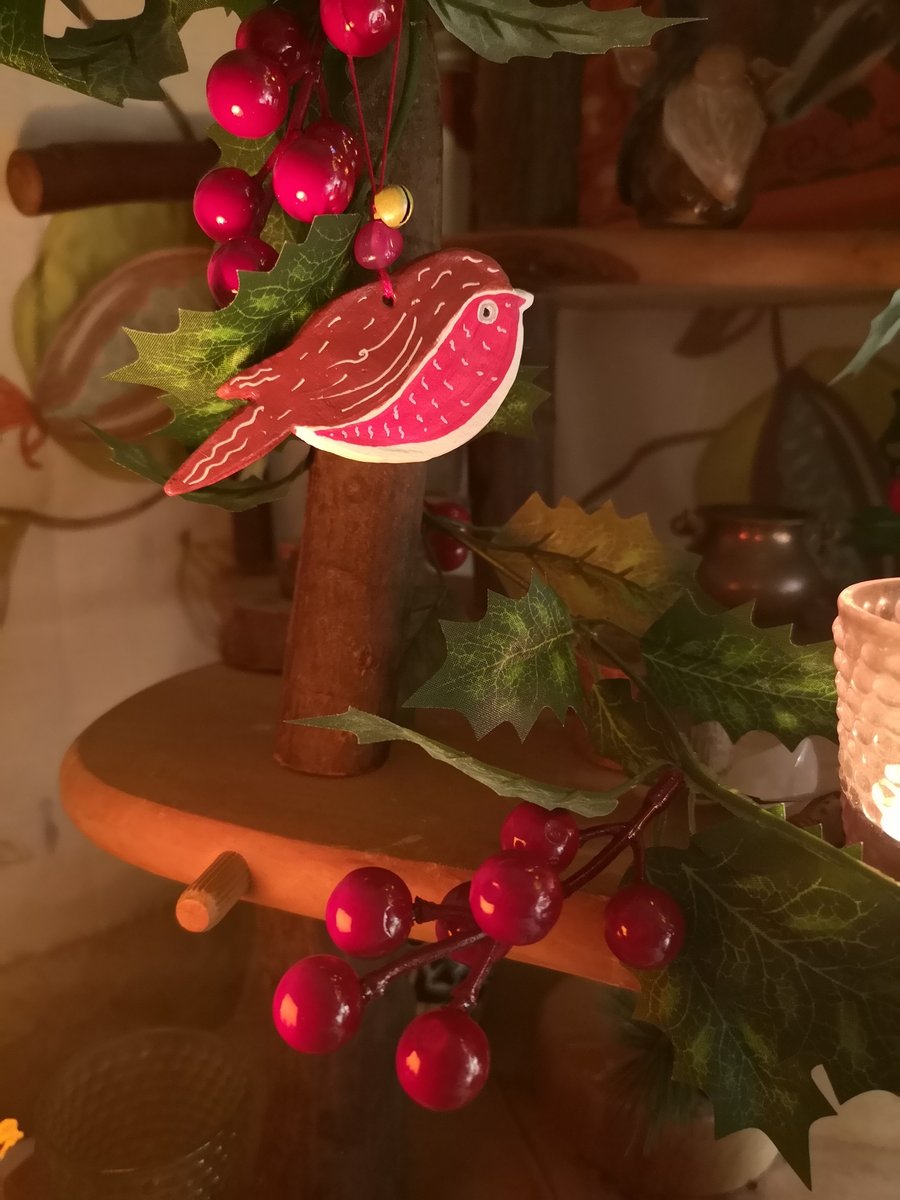 Christmas Red Robin Remembrance Hanging Decoration 