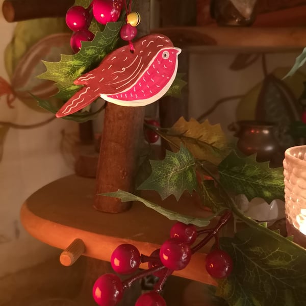 Christmas Red Robin Remembrance Hanging Decoration 