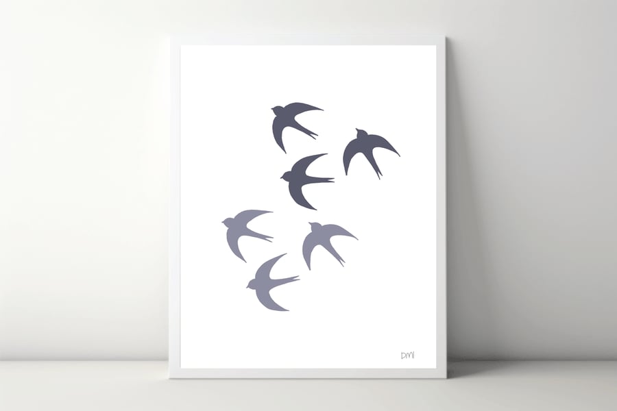 Swallows A4 Art Print 