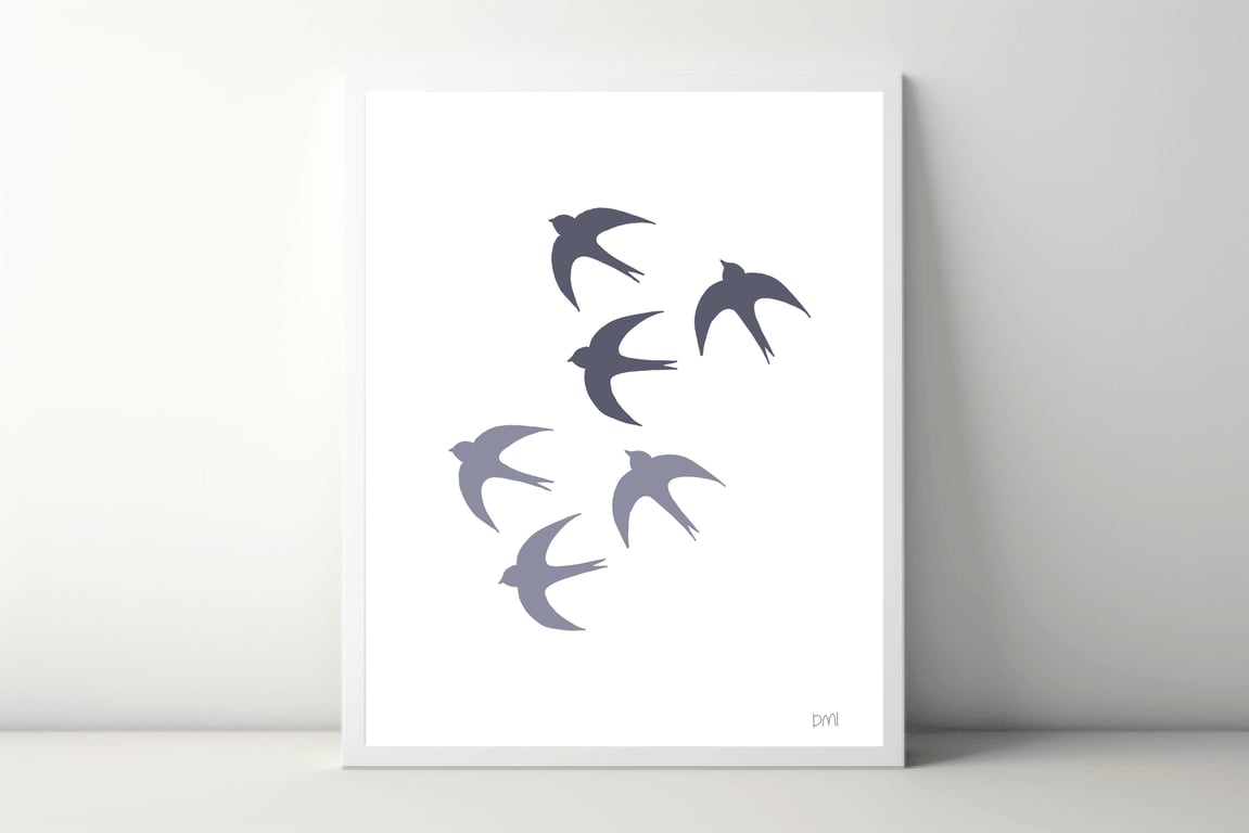 Swallows A4 Art Print 