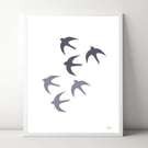 Swallows A4 Art Print 