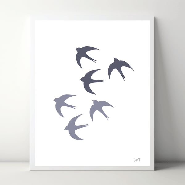 Swallows A4 Art Print 
