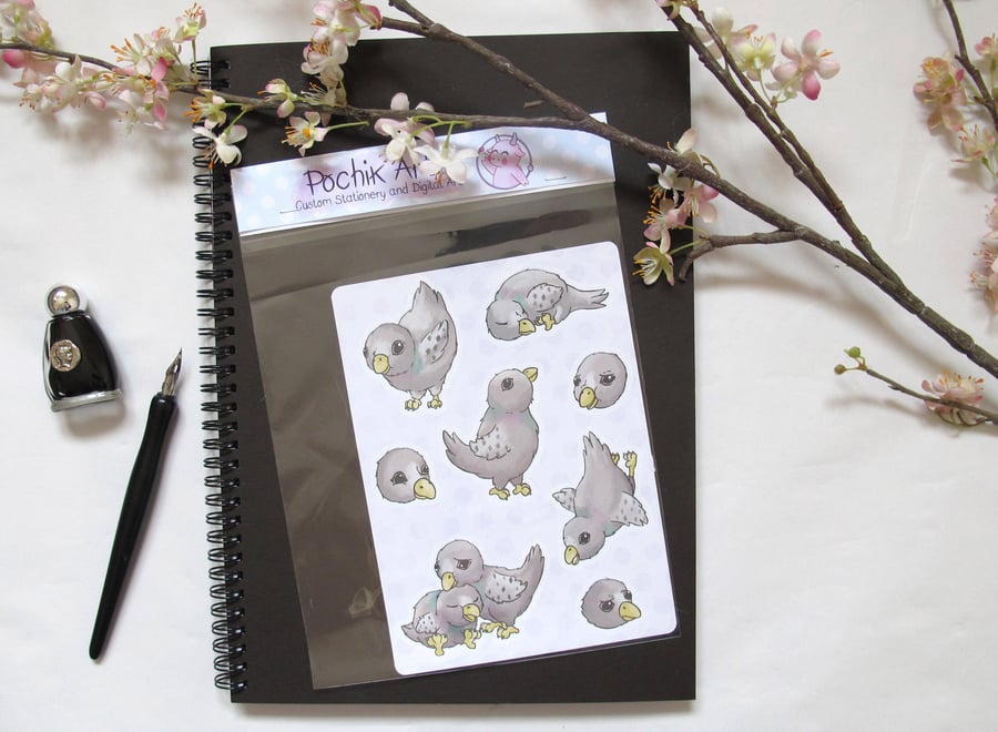 Cute Pigeon Themed Stickers