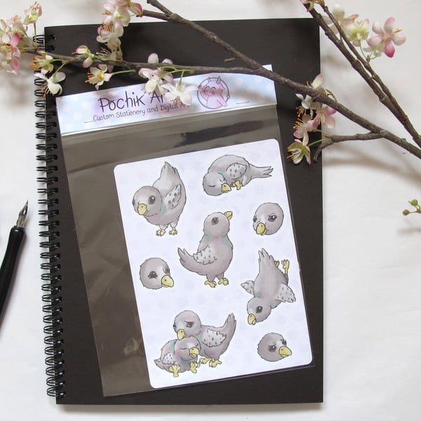 Cute Pigeon Themed Stickers