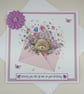 Handmade birthday card - bear with envelope of flowers - Image 6