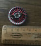 Beaded Dorset Button Brooch, Greys and Red, B16 - Image 2