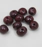 10 Small Dark Copper Glazed Clay Beads - Image 1