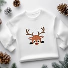 Glitter Christmas Reindeer Kids Sweatshirt
