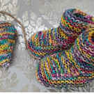 Multicoloured baby bootees and heart set, new born gift 