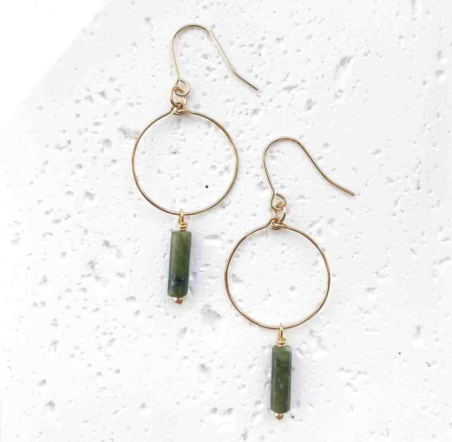 Astra Drop Hoop Earrings - Jade