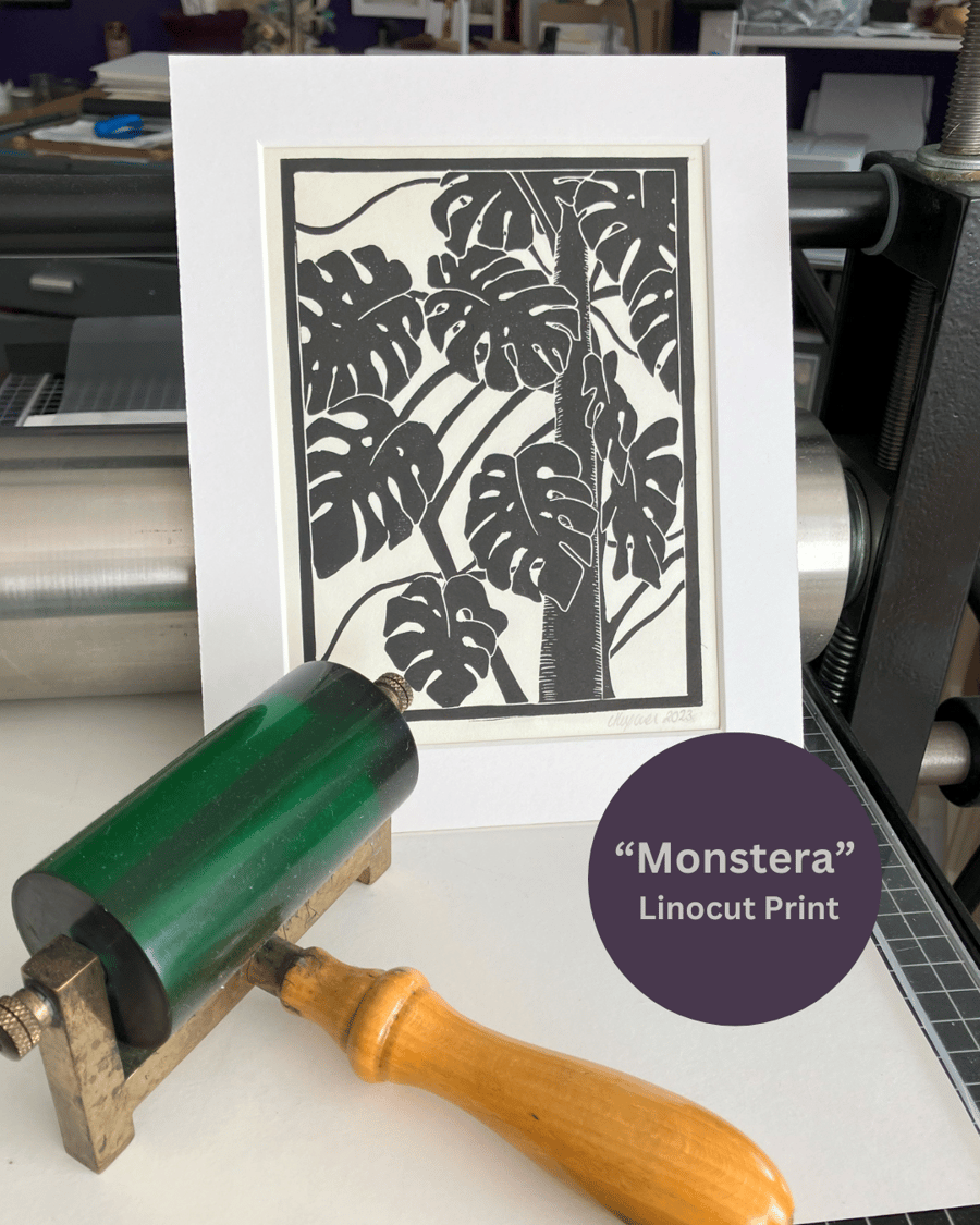 Lino Print - Monstera - Cheese Plant 