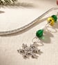 Festive Snowflake Beaded Metal Bookmark, - Image 1