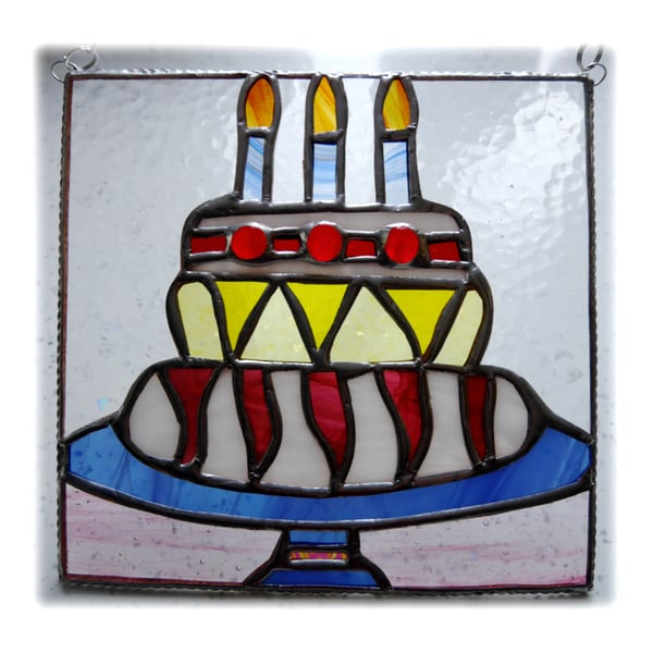 Cake Stained Glass Suncatcher Handmade 002 