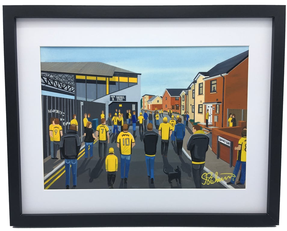 Newport County A.F.C, Rodney Parade, High Quality Framed Football Art Print.