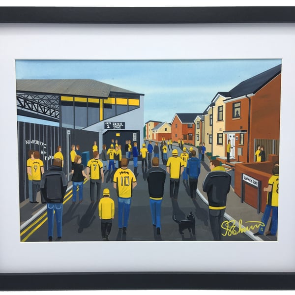 Newport County A.F.C, Rodney Parade, High Quality Framed Football Art Print.