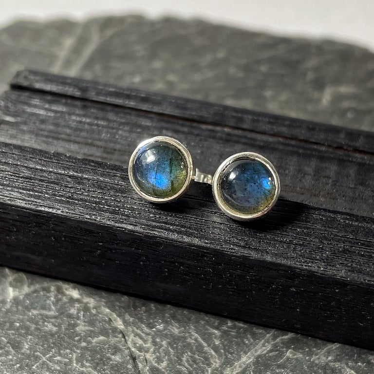      Labradorite stud earrings sterling silver , gemstone studs
