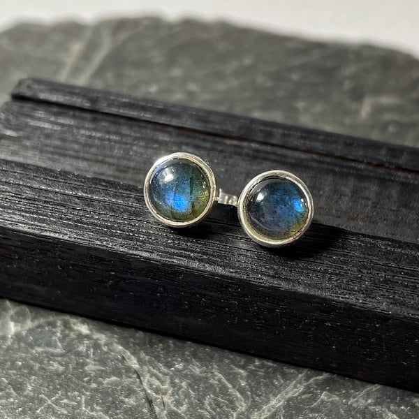      Labradorite stud earrings sterling silver , gemstone studs