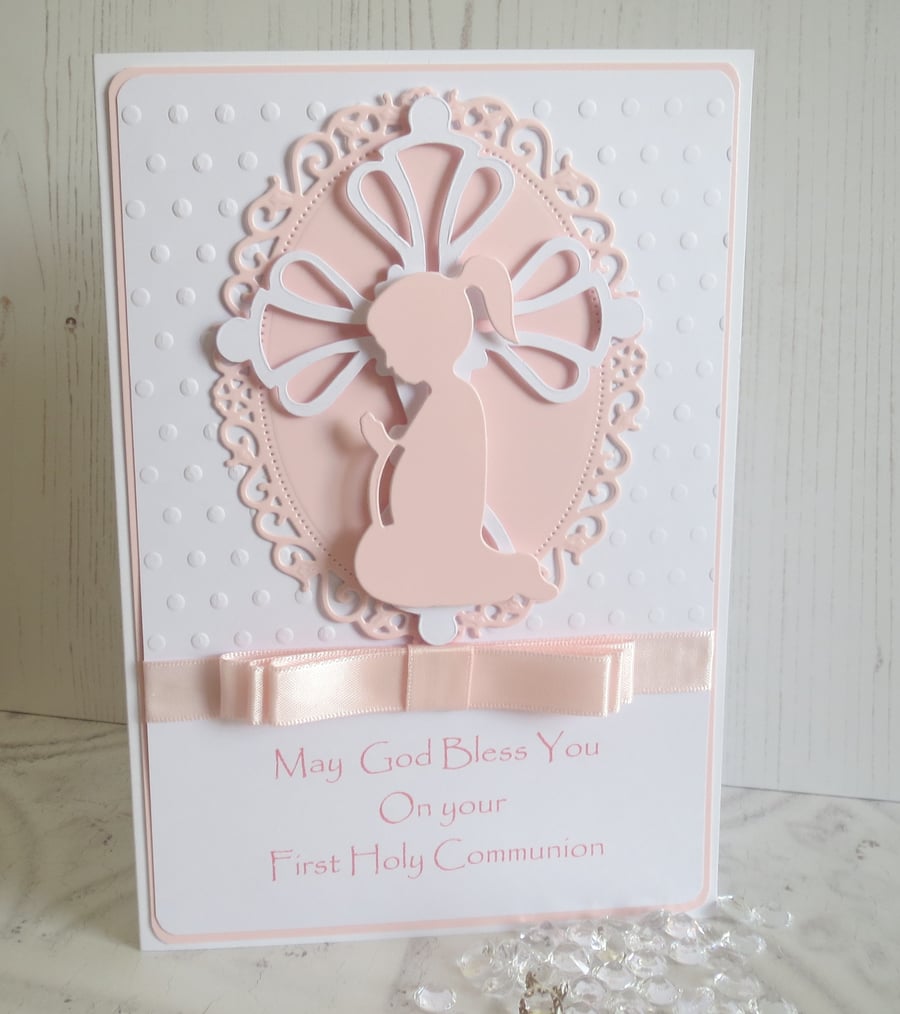 Handmade Girls First Holy Communion card