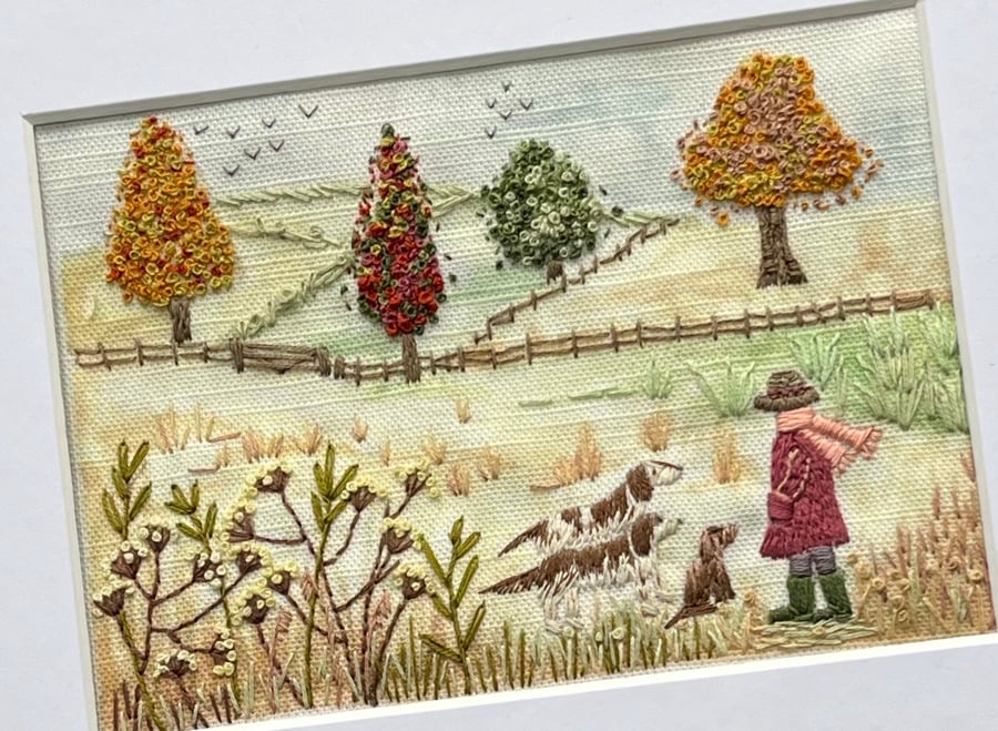 Treat Time Dog Walk Hand embroidery kit