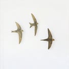 Set of 3 Ornate Gold Swifts – Engraved Wood with Black Detailing