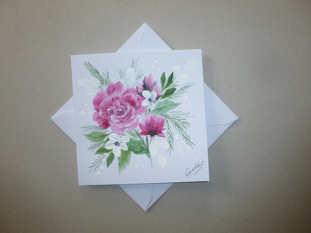 original hand painted floral flower art greetings card painting ( ref FA 461 D1 