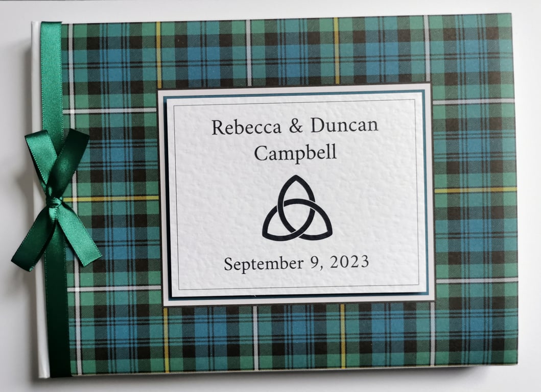Scottish ancient Campbell tartan wedding guest book, gift