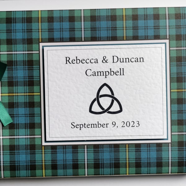 Scottish ancient Campbell tartan wedding guest book, gift