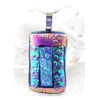 Cranberry Teal Patchwork Dichroic Glass Pendant 201 silver plated chain
