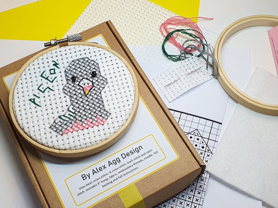 Wendy Wood Pigeon Cross Stitch Kit craft kits, gift for bird lover, sewing gifts