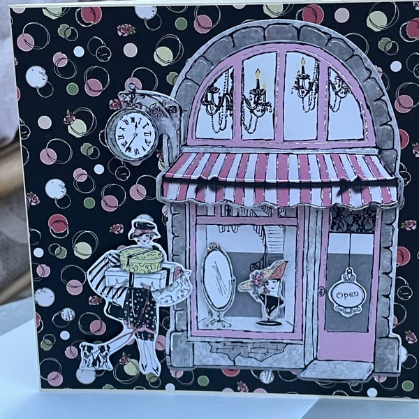 Parisian boutique with love card