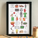 Football Alphabet Art Print