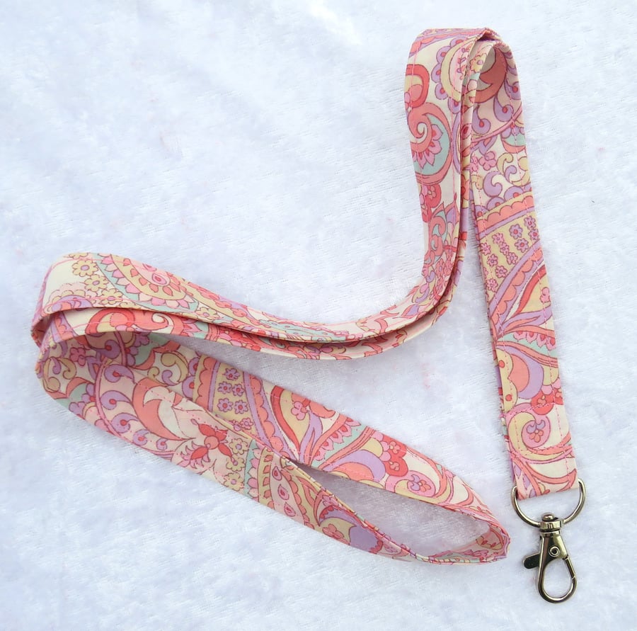 Liberty Tana Lawn lanyard, with swivel lobster clip, paisley