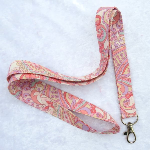 Liberty Tana Lawn lanyard, with swivel lobster clip, paisley