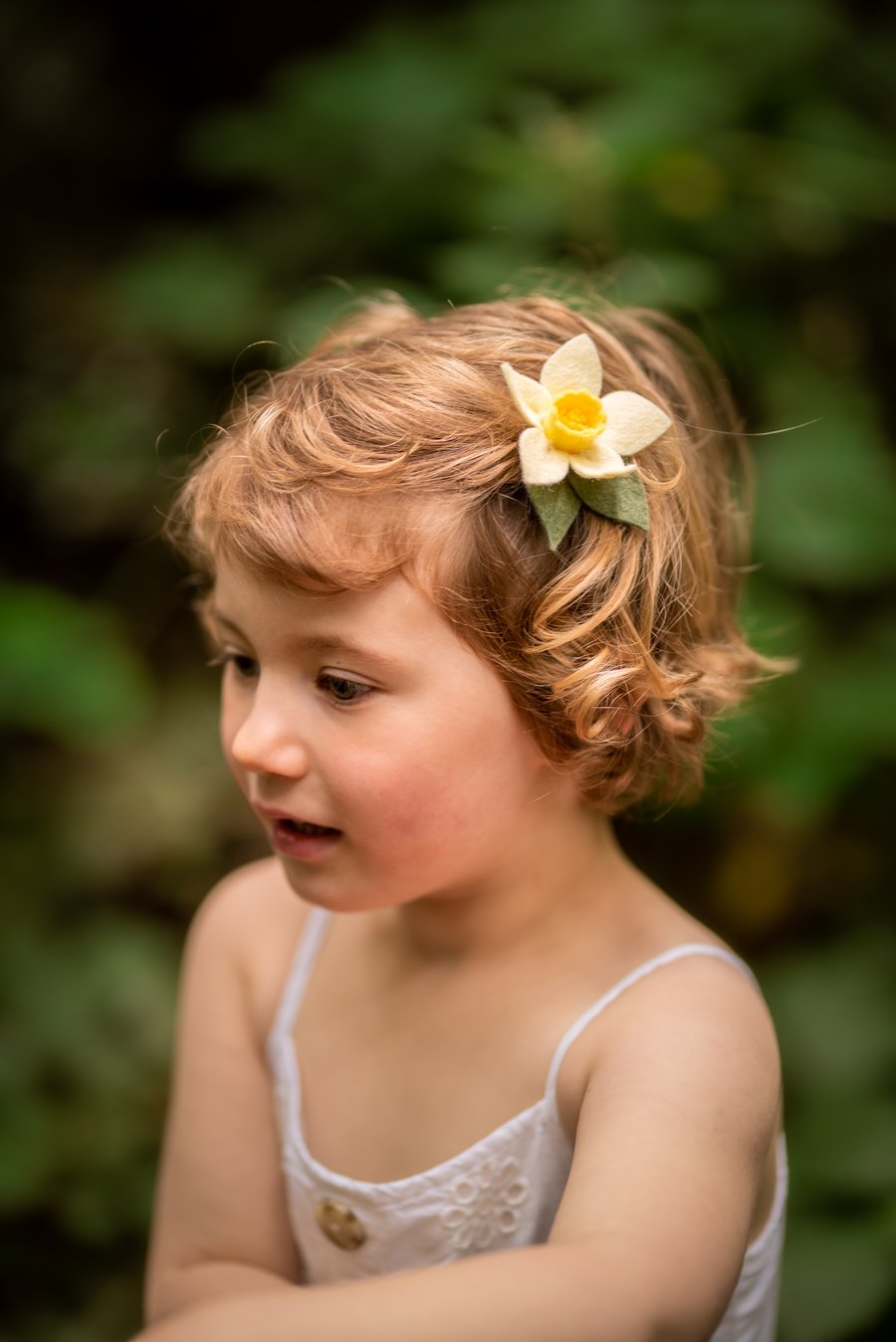 Daffodil Hair Clip Set, Pigtail Clips, Flower Hair Pins