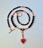 Murano Glass Heart, Onyx & Copper Necklace, Birthday, Anniversary, Gifts For Her - Image 5