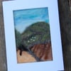 Needle felted picture - Yorkshire Dales Sheep Winter scene 3.5 x 4 ins 